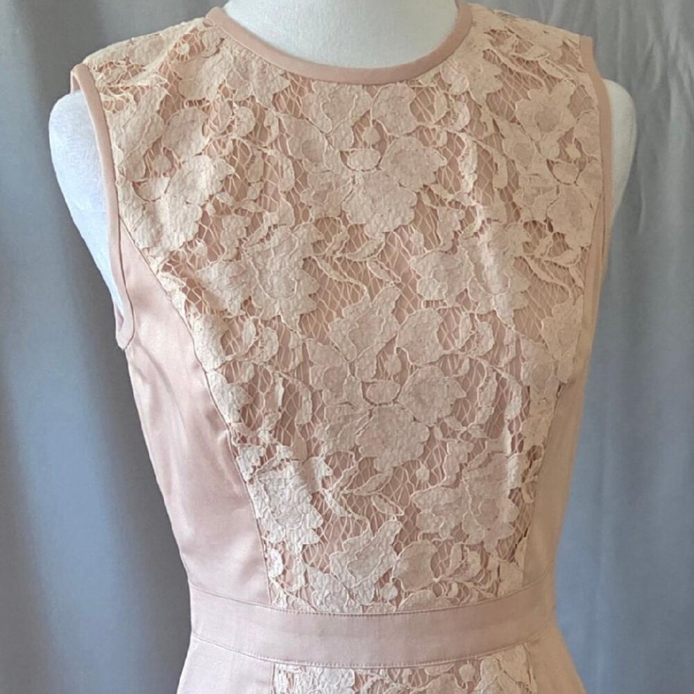 Maggy London Size 4 Blush Lace Sheath Dress • EUC